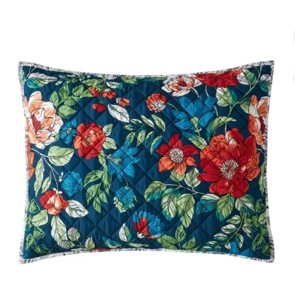 Red & Blue Floral Medley King Sham